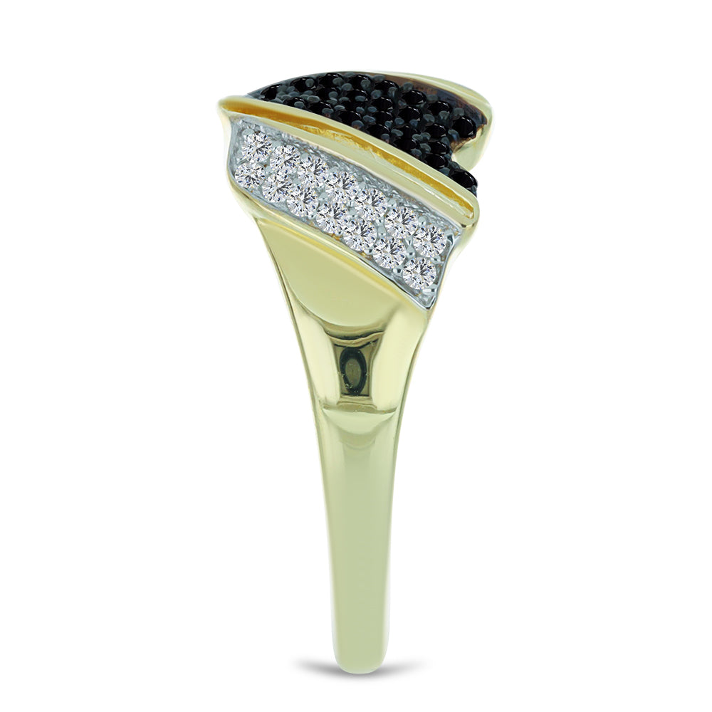 Pozlacený Stříbrný Prsten s Černým spinelem a Bílým Topazem 4 