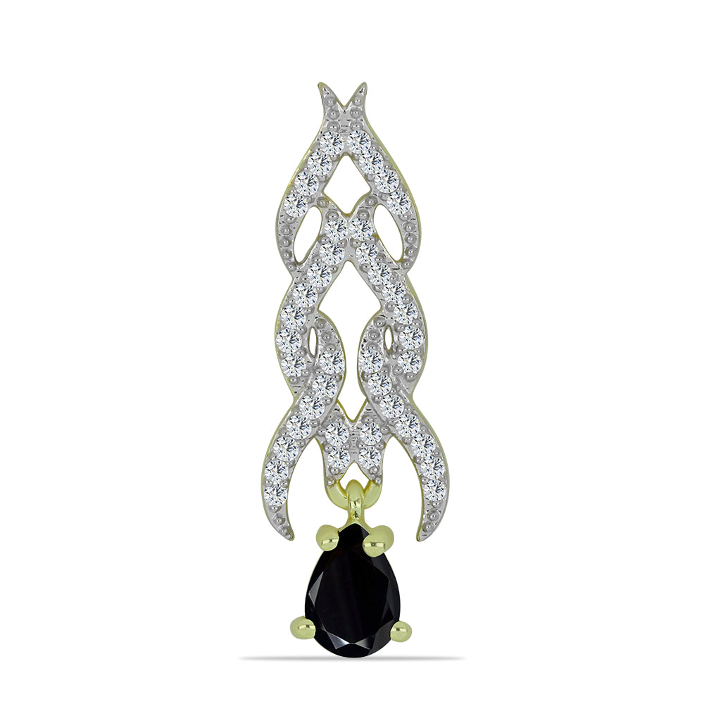 Pozlacený Stříbrný Přívěsek s Černým spinelem a Bílým Topazem 1 