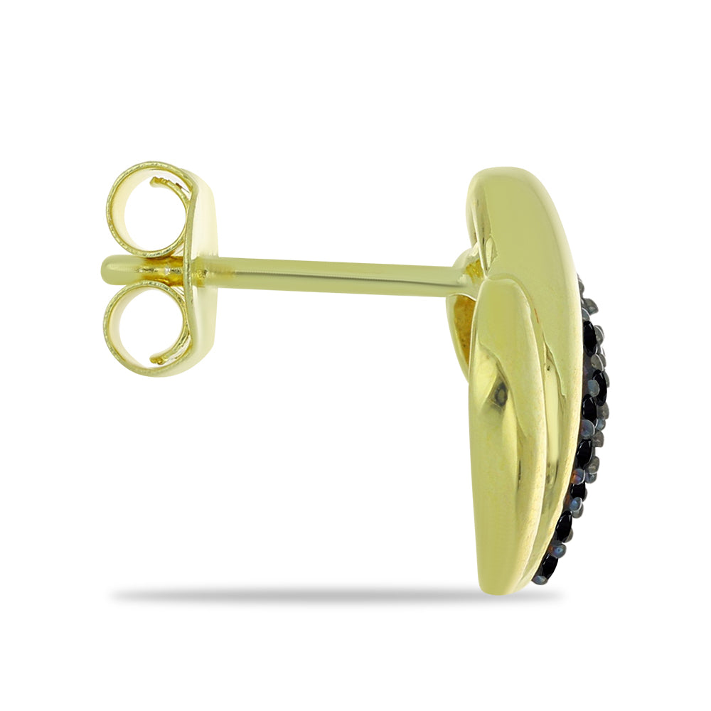 Pozlacené Stříbro 925/1000 - Náušnice s Černým spinelem - Karátové číslo: 0.48. přibližná hmotnost: 3.45 gramů 2 