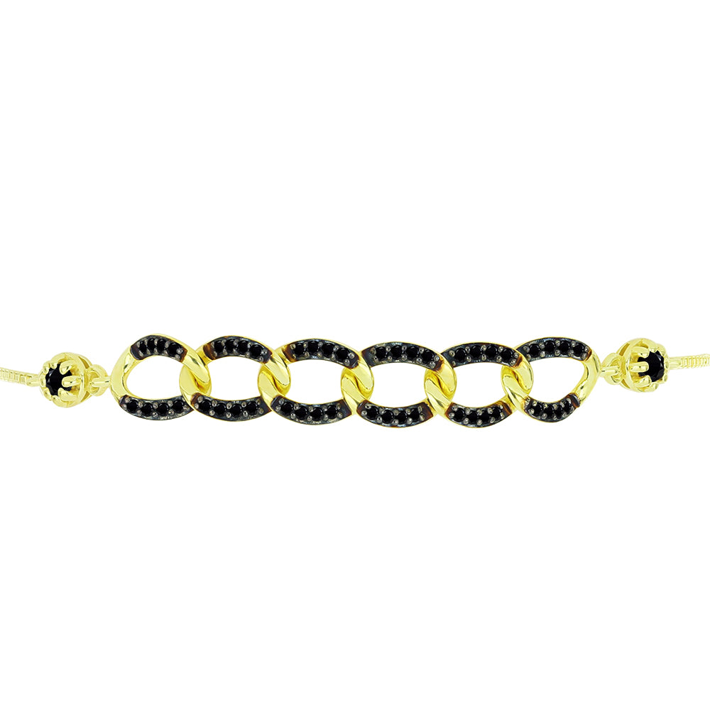 Pozlacený Stříbrný Náramek s Černým spinelem