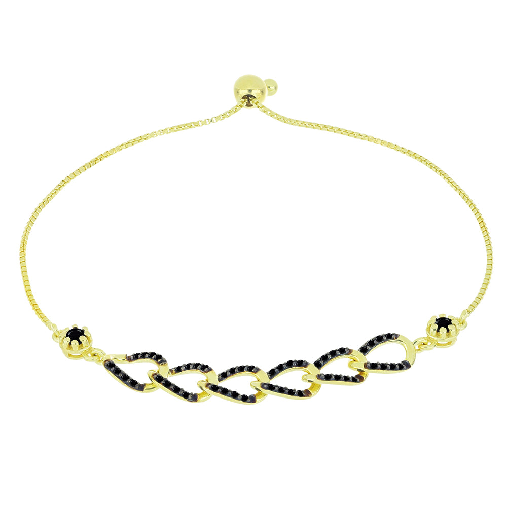 Pozlacený Stříbrný Náramek s Černým spinelem 1 