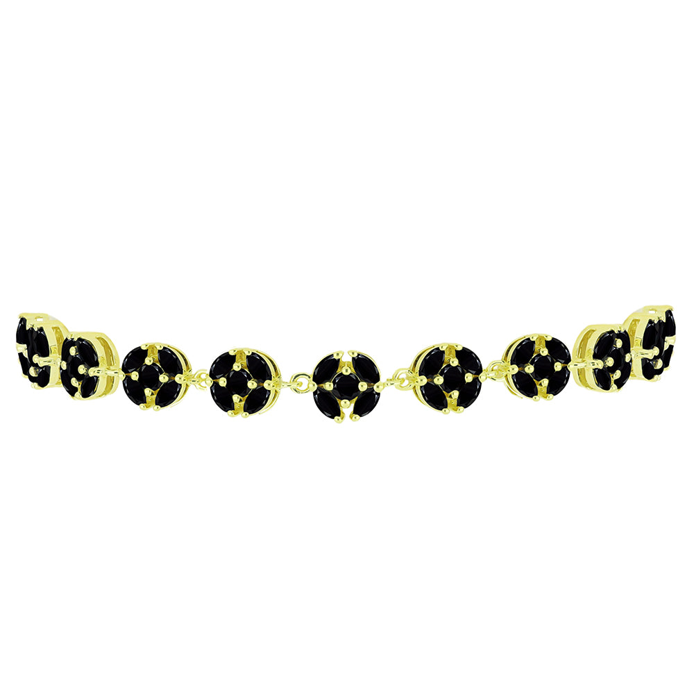 Pozlacený Stříbrný Náramek s Černým spinelem 2 