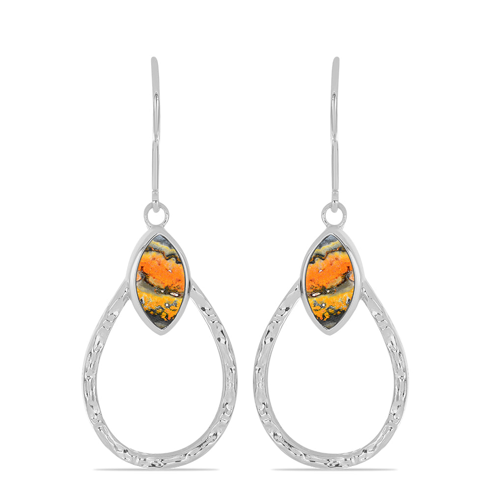 Stříbro 925/1000 - Náušnice s Bumble Bee Jaspisem - Karátové číslo: 2. přibližná hmotnost: 6.12 gramů 1 