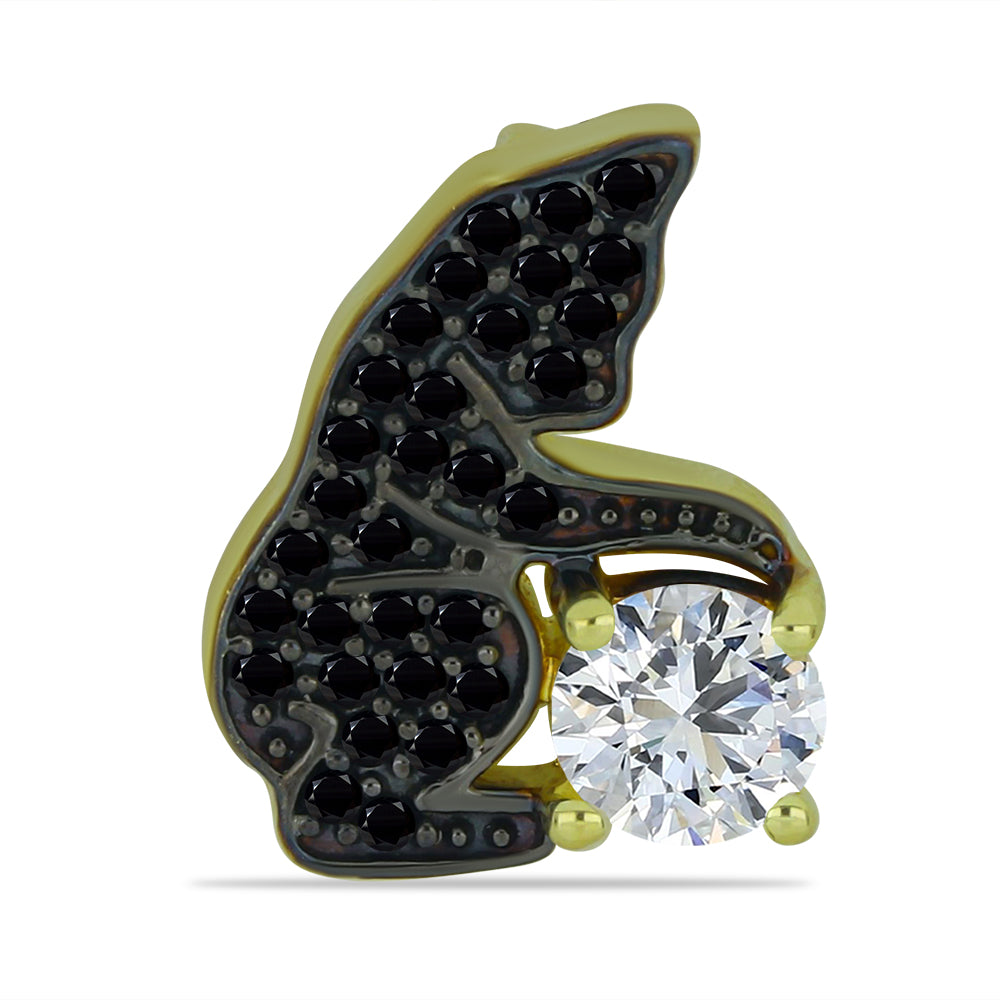 Pozlacený Stříbrný Přívěsek s Černým spinelem a Bílým Topazem