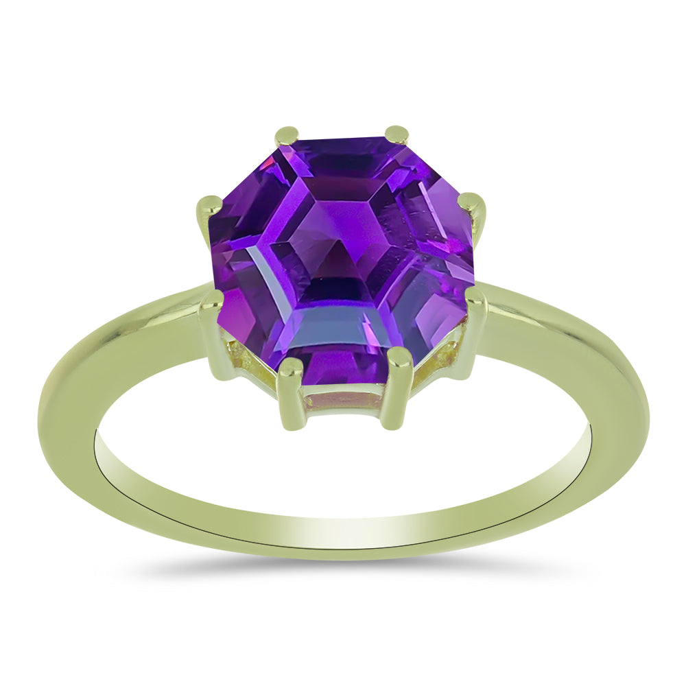 Pozlacený Stříbrný Prsten s Marockým Ametystem