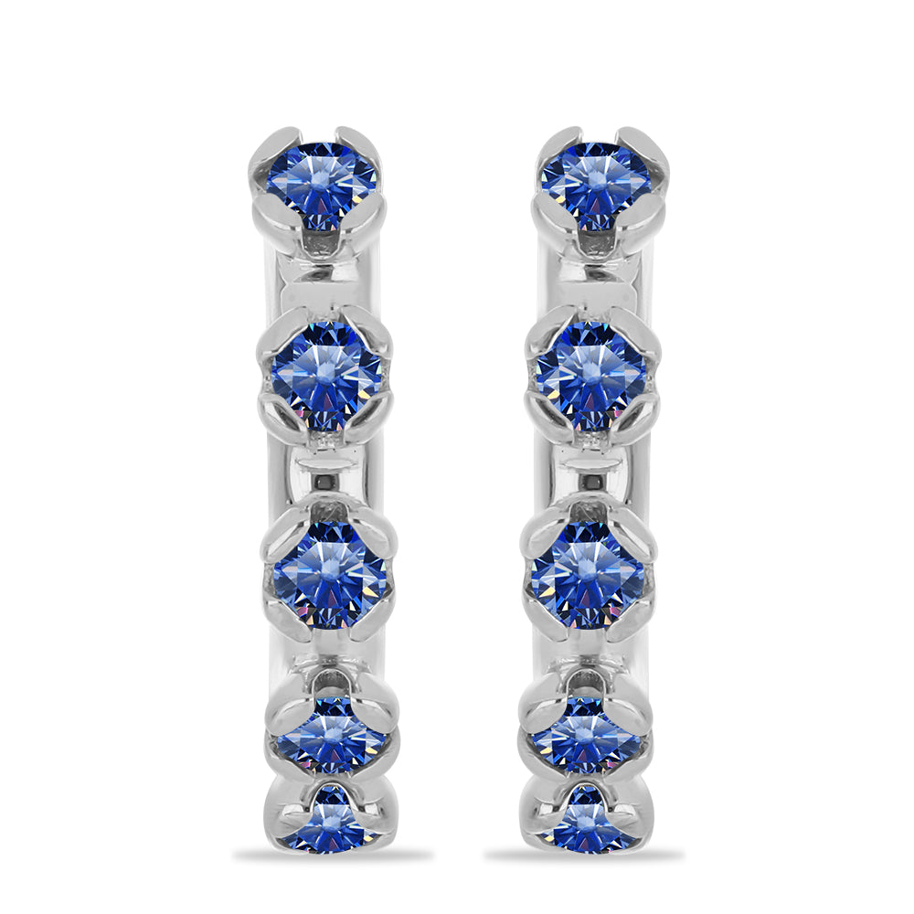 Stříbrné Náušnice s Certifikovaný Královským modrým moissanitem pěstovaný v laboratoři