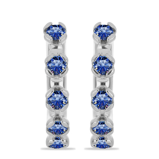 Stříbrné Náušnice s Certifikovaný Královským modrým moissanitem pěstovaný v laboratoři