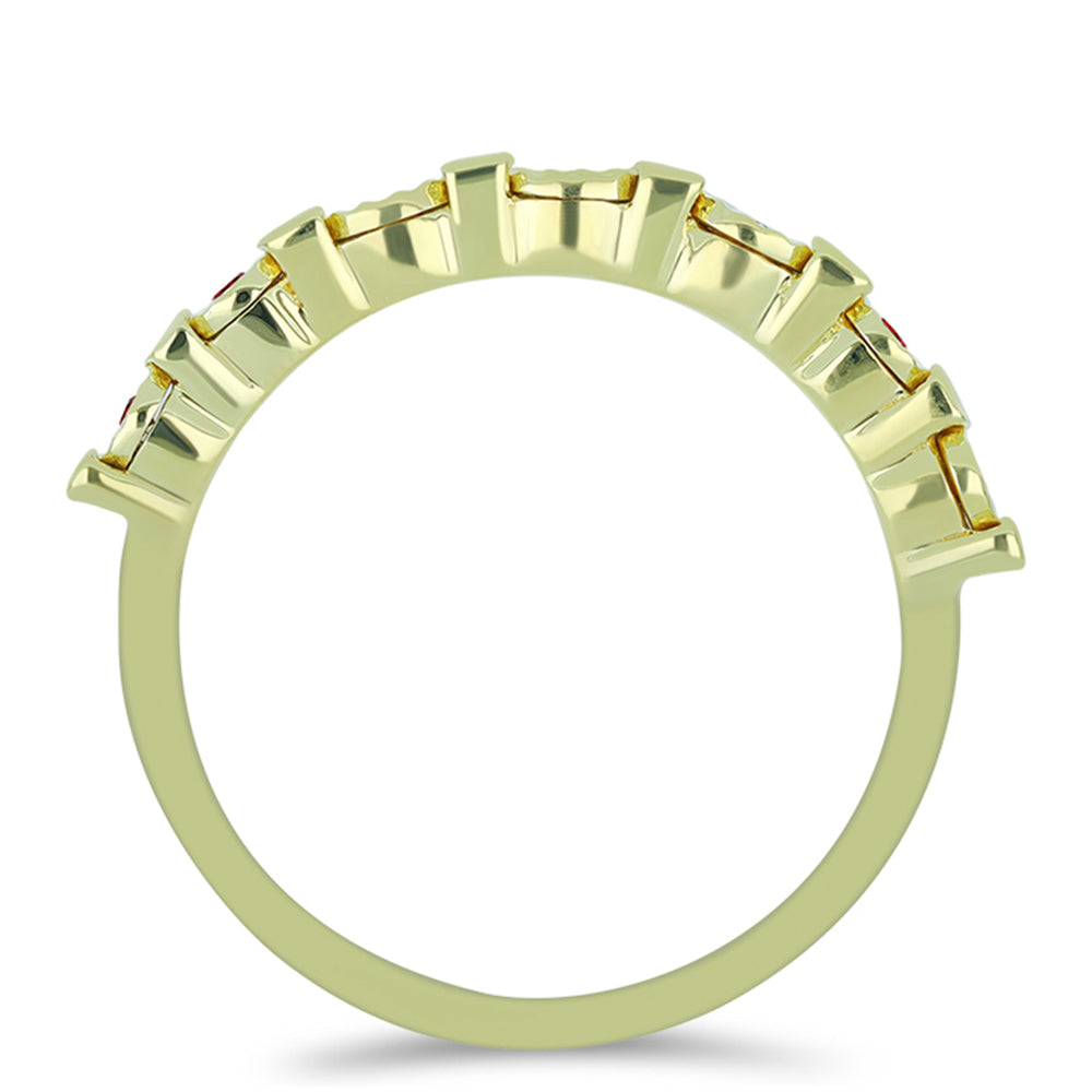 Pozlacené Stříbro 925/1000 - Prsten s Červeným Diamantem - Karátové číslo: 0.05. přibližná hmotnost: 2.42 gramů