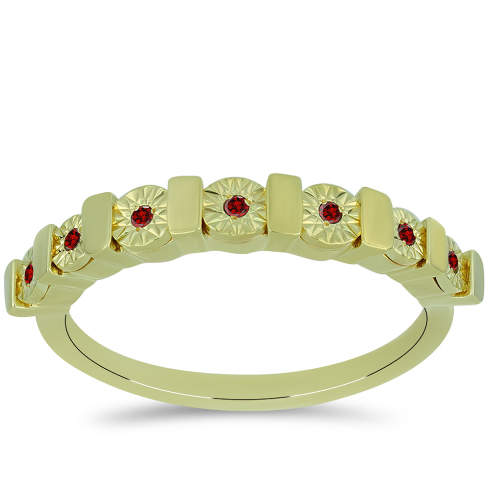 Pozlacené Stříbro 925/1000 - Prsten s Červeným Diamantem - Karátové číslo: 0.05. přibližná hmotnost: 2.42 gramů 3 