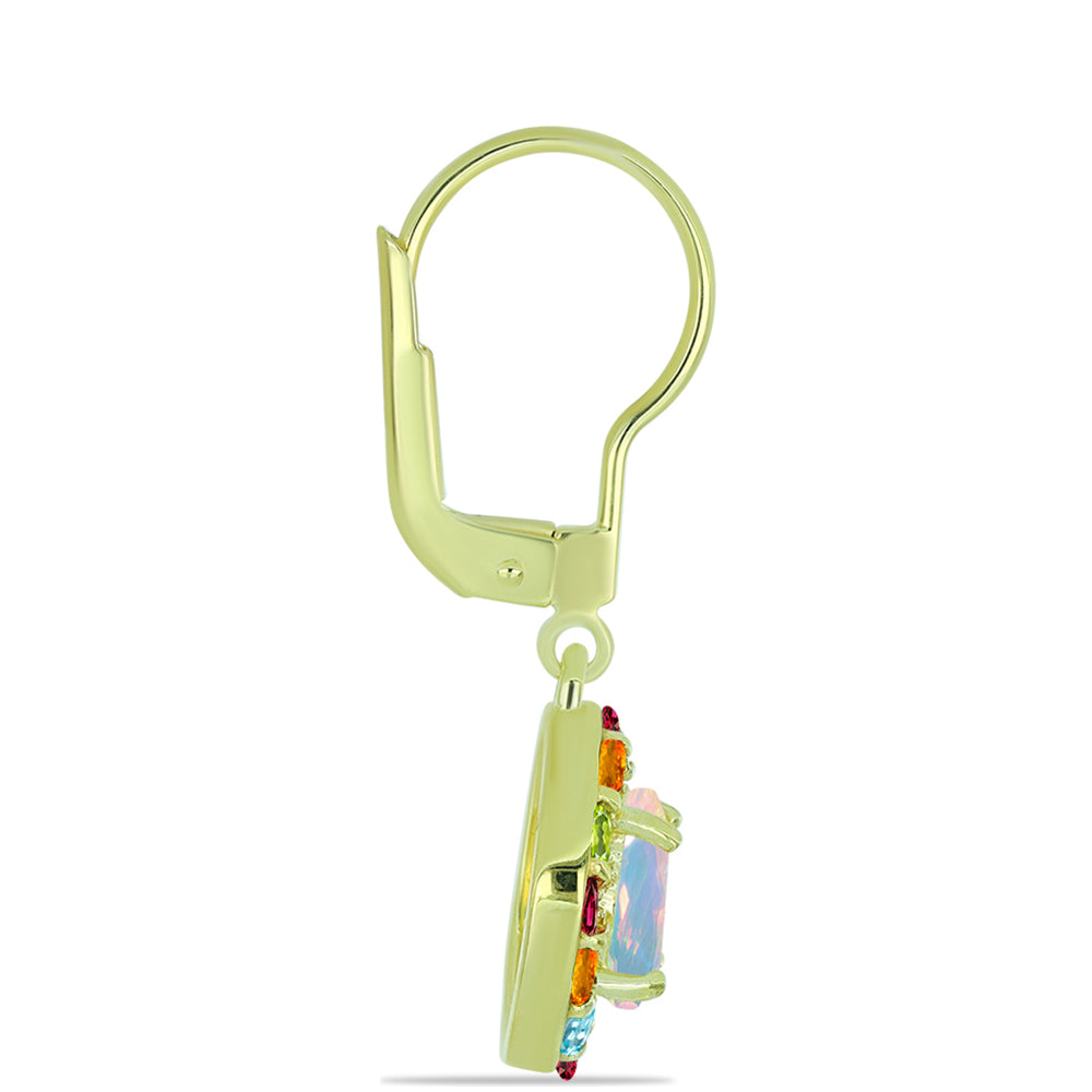 Pozlacené Stříbrné Náušnice s Welo opálem a Chakra Turmalínem