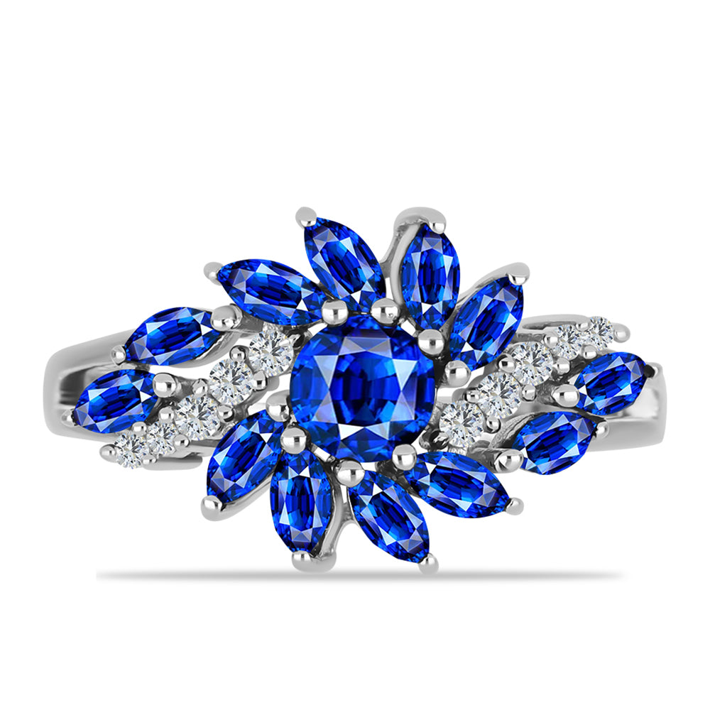 Stříbrný Prsten s Australským Modrým Safírem a Bílým Topazem 1 