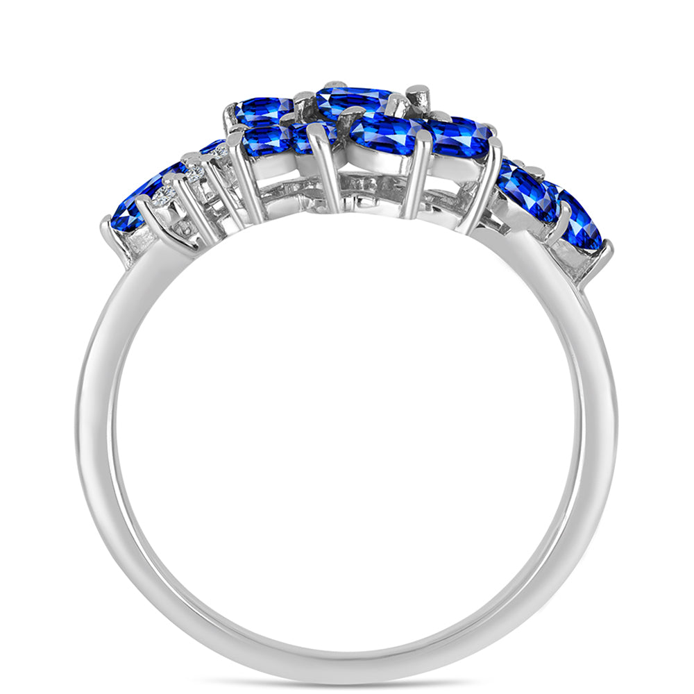 Stříbrný Prsten s Australským Modrým Safírem a Bílým Topazem 2 