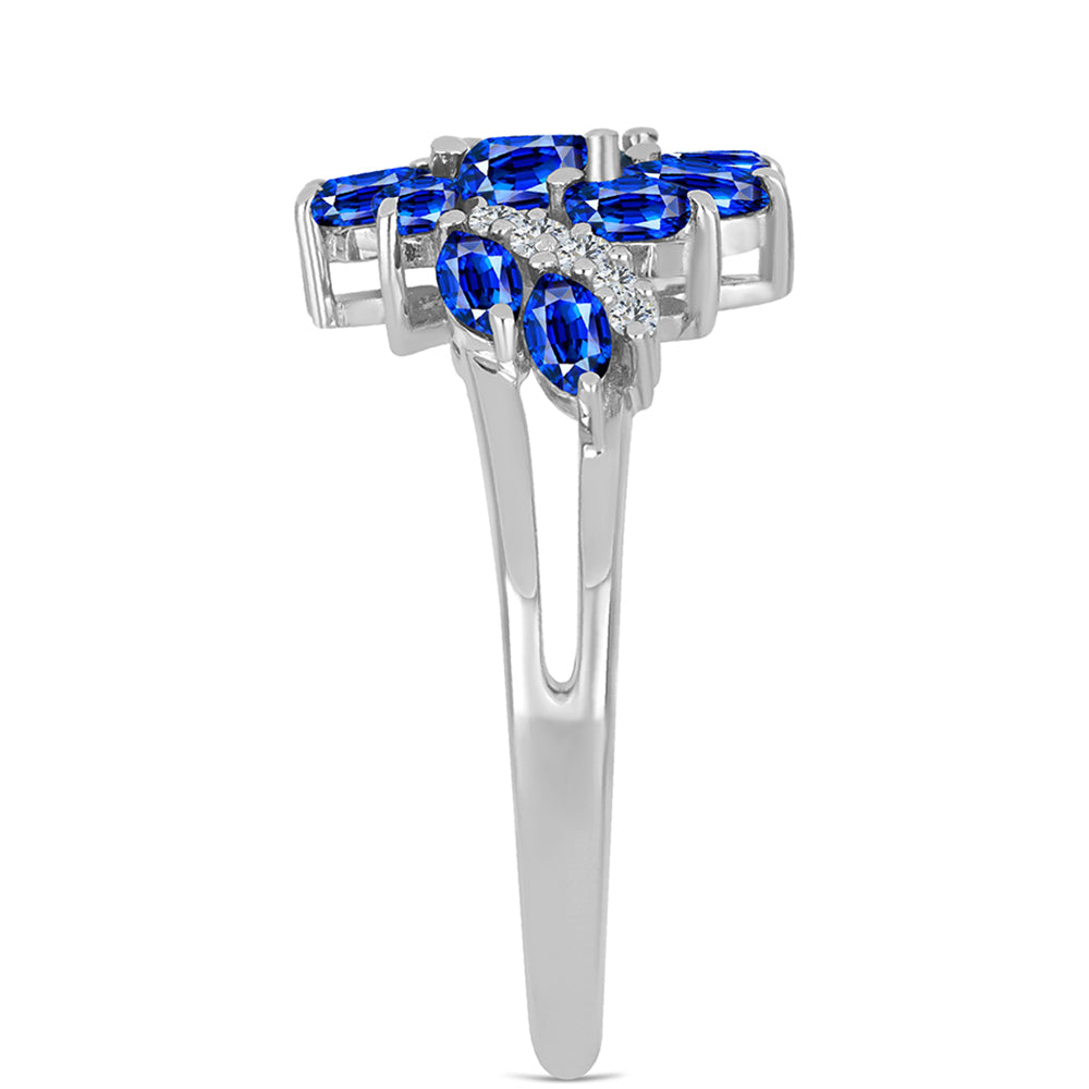Stříbrný Prsten s Australským Modrým Safírem a Bílým Topazem 4 