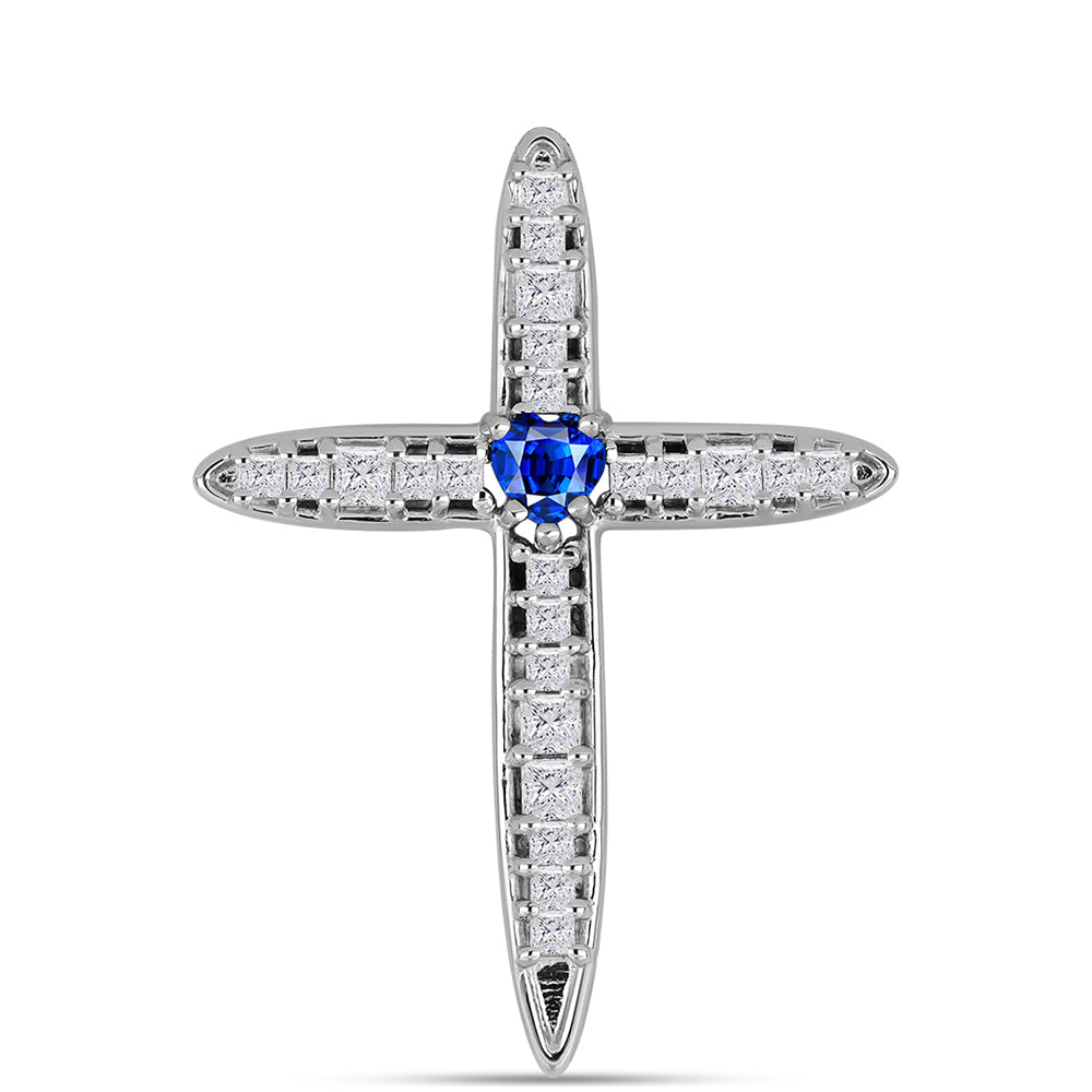 Stříbro 925/1000 - Přívěsek s Australským Modrým Safírem a Bílým Zirkonem - Karátové číslo: 1.39. přibližná hmotnost: 2.88 gramů 1 