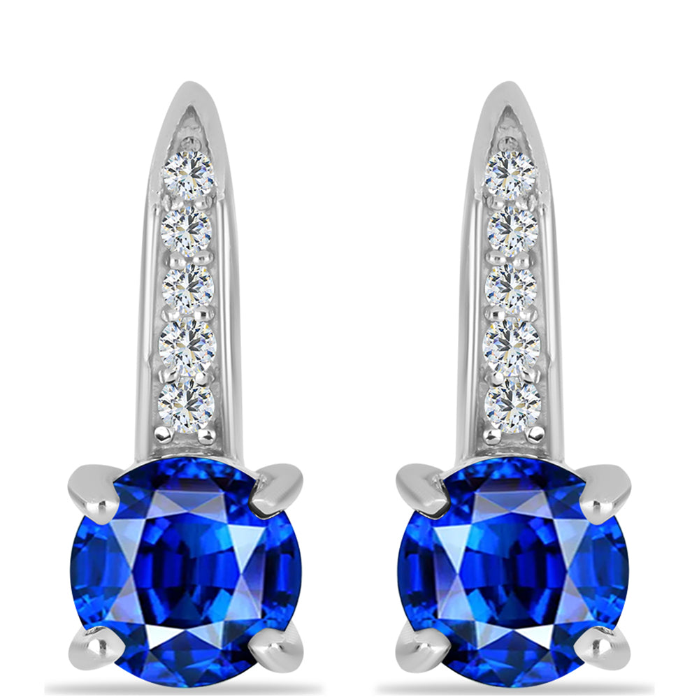 Stříbrné Náušnice s Australským Modrým Safírem a Bílým Topazem 1 