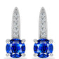 Stříbrné Náušnice s Australským Modrým Safírem a Bílým Topazem