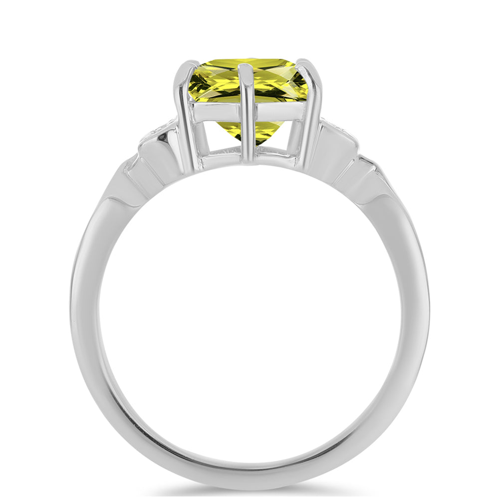 Stříbro 925/1000 Prsten s Citronovým Topazem a Bílým Topazem - Karátové číslo: 1.68. přibližná hmotnost: 3.09 gramů 2 