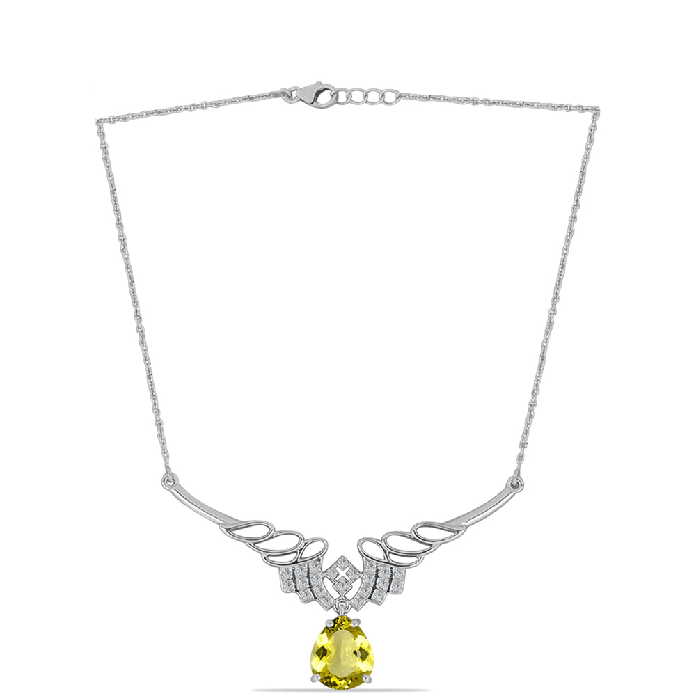 Stříbrný Náhrdelník s Citronovým Topazem a Bílým Topazem