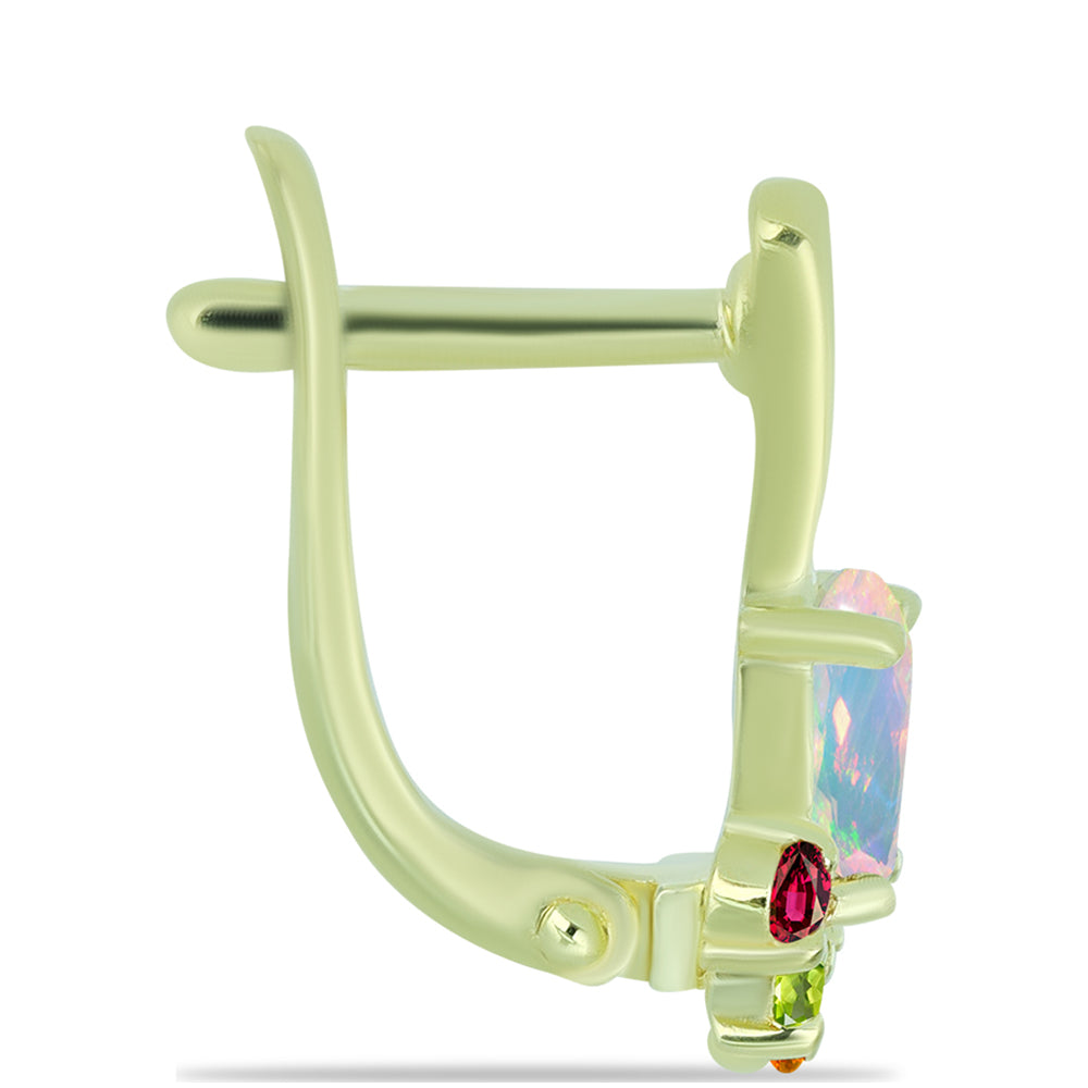 Pozlacené Stříbrné Náušnice s Welo opálem a Chakra Turmalínem 2 