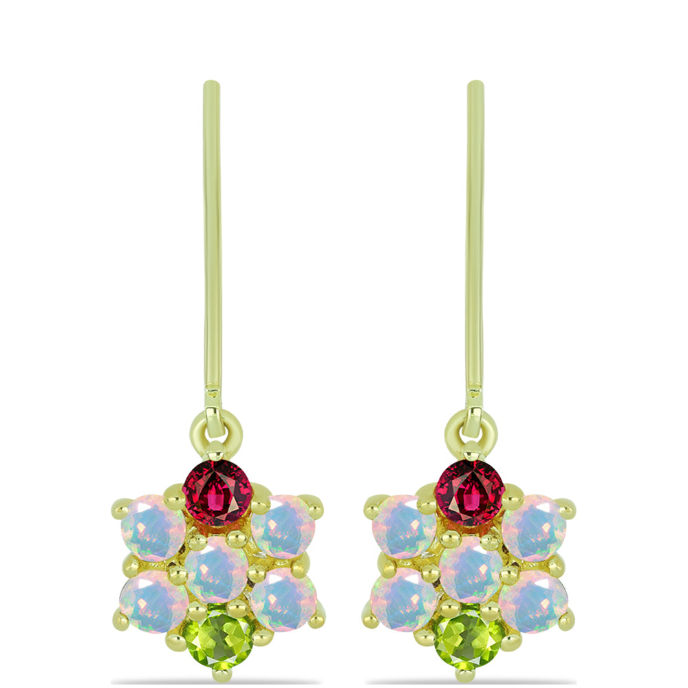 Pozlacené Stříbrné Náušnice s Welo opálem a Chakra Turmalínem 1 