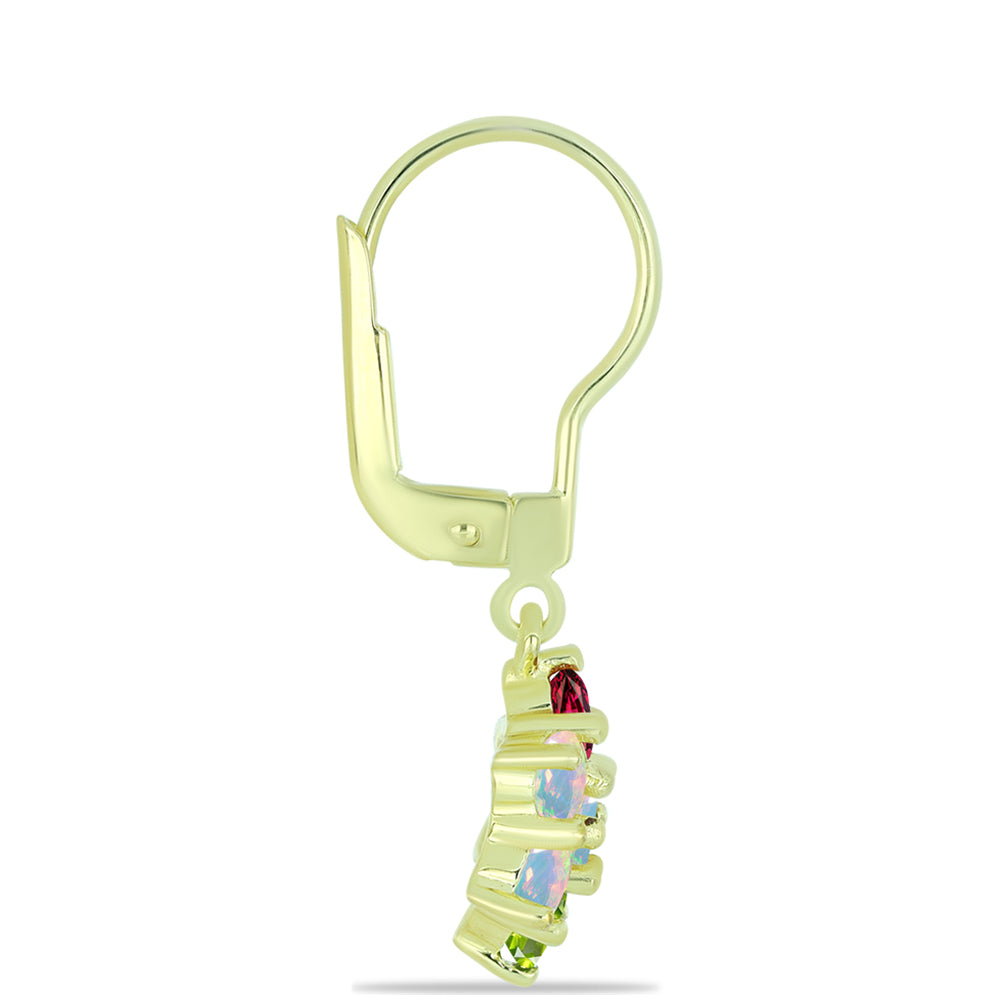 Pozlacené Stříbrné Náušnice s Welo opálem a Chakra Turmalínem 2 