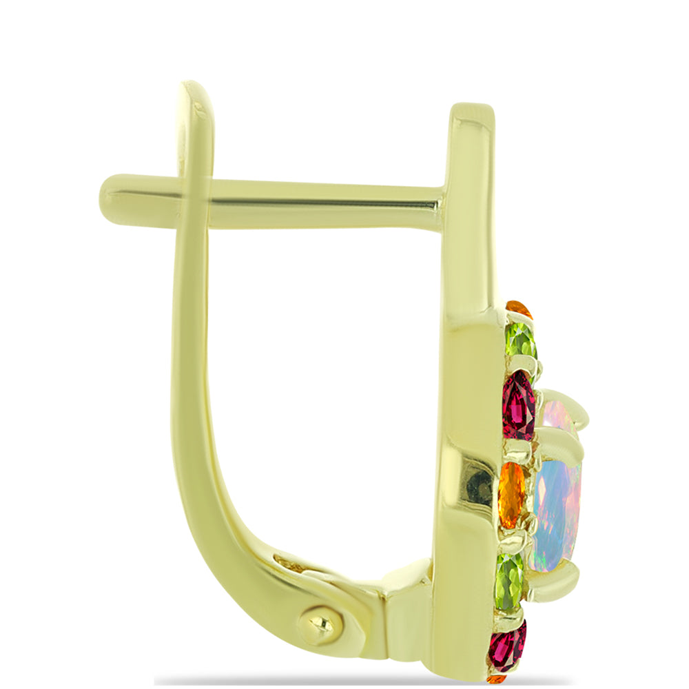 Pozlacené Stříbrné Náušnice s Welo opálem a Chakra Turmalínem 2 