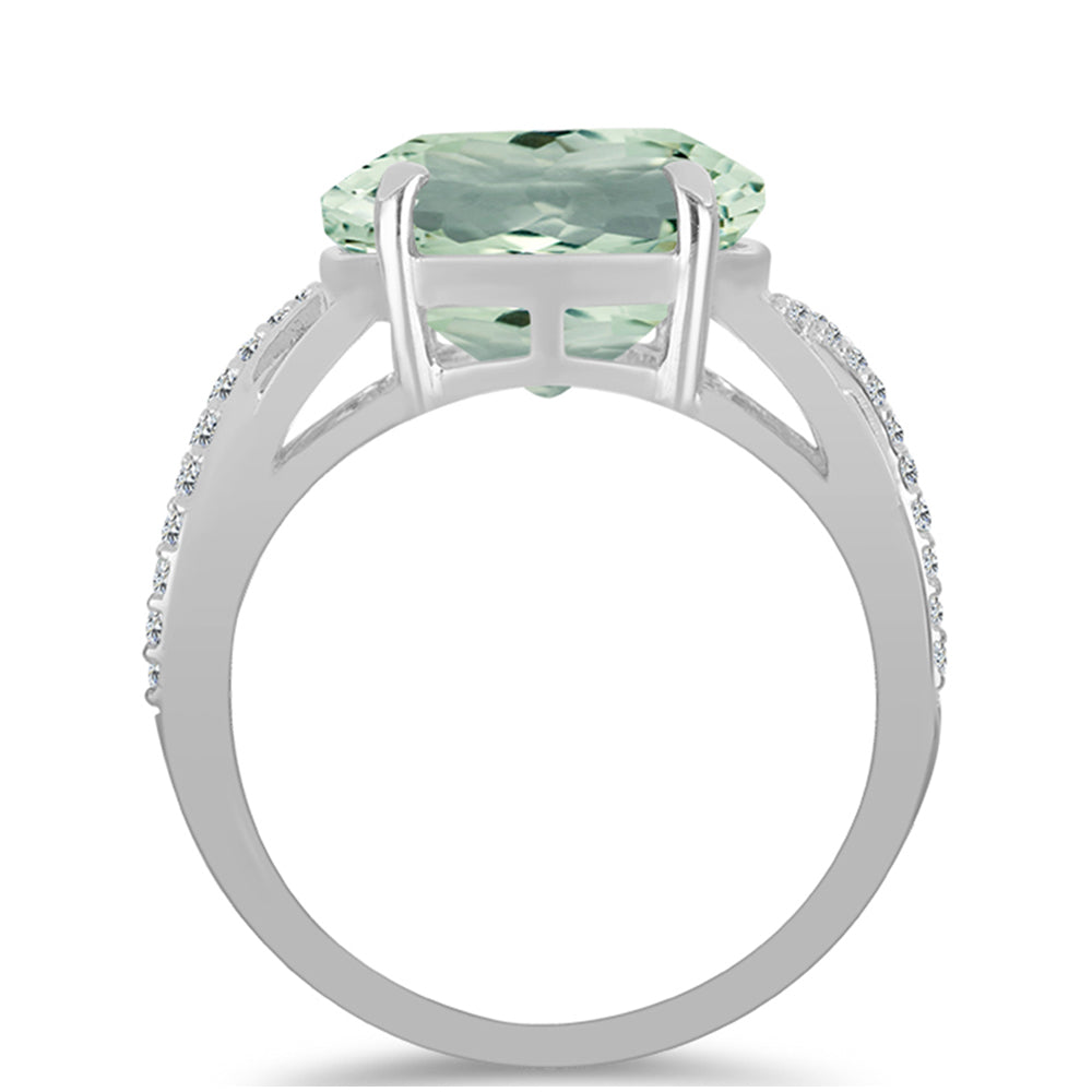 Stříbrný Prsten se Zeleným Ametystem a Bílým Topazem