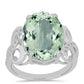 Stříbrný Prsten se Zeleným Ametystem a Bílým Topazem