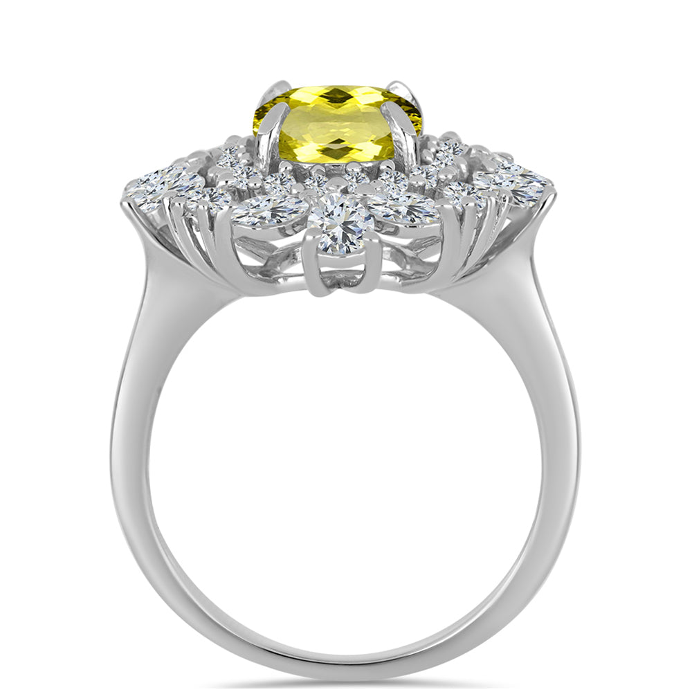 Stříbrný Prsten s Citronovým Topazem a Bílým Topazem