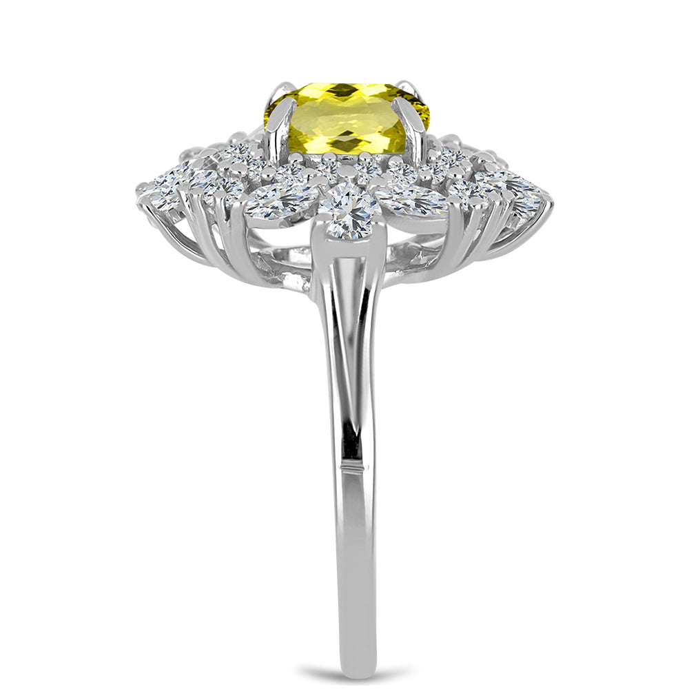 Stříbrný Prsten s Citronovým Topazem a Bílým Topazem 4 