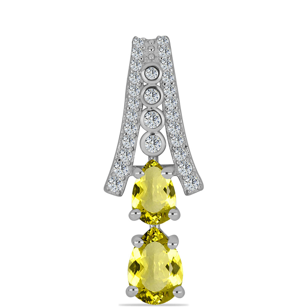 Stříbro 925/1000 - Přívěsek s Citronovým Topazem a Bílým Topazem - Karátové číslo: 1.2. přibližná hmotnost: 1.54 gramů