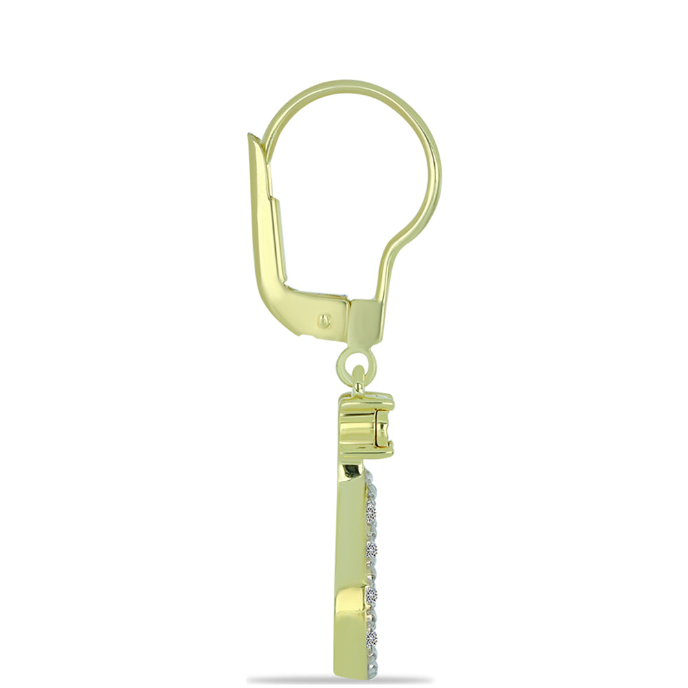 Pozlacené Stříbro 925/1000 - Náušnice s Červeným Diamantem a Bílým Diamantem - Karátové číslo: 0.12. přibližná hmotnost: 2.82 gramů 2 