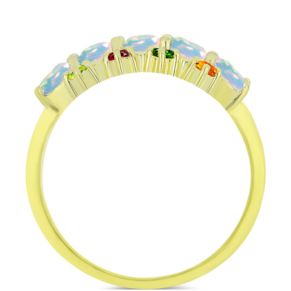 Pozlacený Stříbrný Prsten s Welo opálem a Chakra Turmalínem