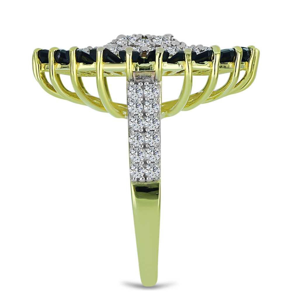 Pozlacený Stříbrný Prsten s Obsidiánem a Bílým Topazem 4 