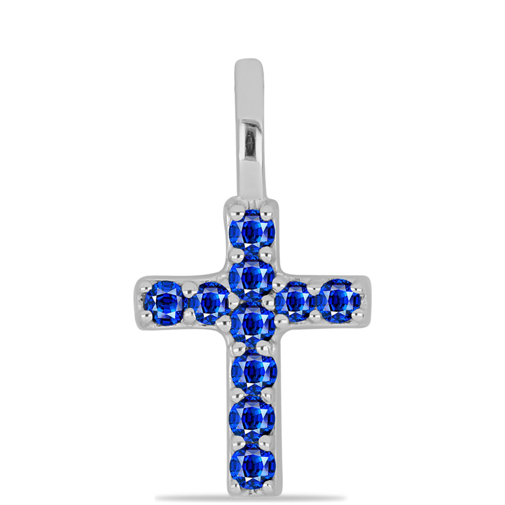 Kříž Stříbrný Přívěsek s Australským Modrým Safírem 1 