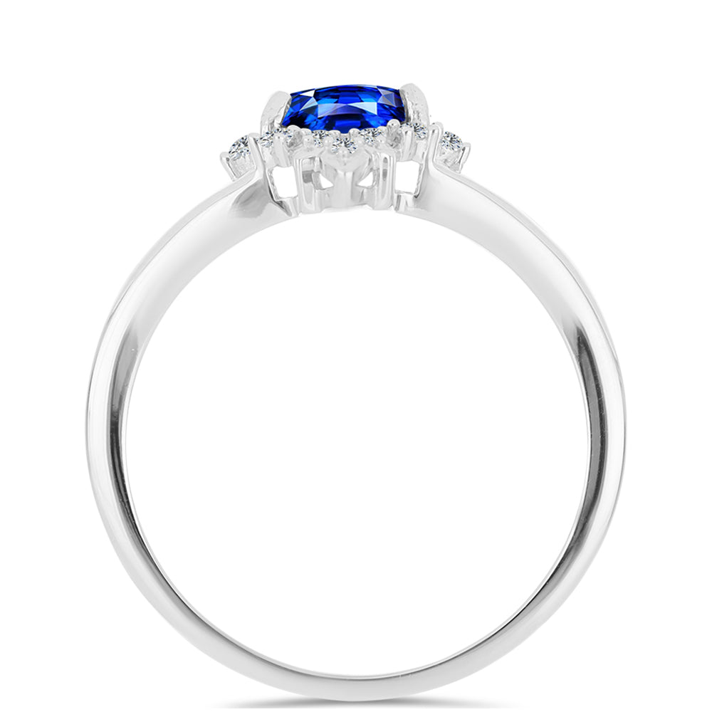 Stříbro 925/1000 Prsten s Australským Modrým Safírem a Bílým Topazem - Karátové číslo: 1.24. přibližná hmotnost: 2.5 gramů 2 