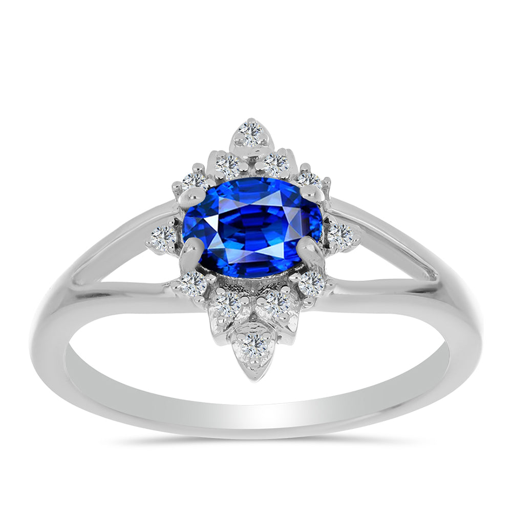 Stříbro 925/1000 Prsten s Australským Modrým Safírem a Bílým Topazem - Karátové číslo: 1.24. přibližná hmotnost: 2.5 gramů 3 