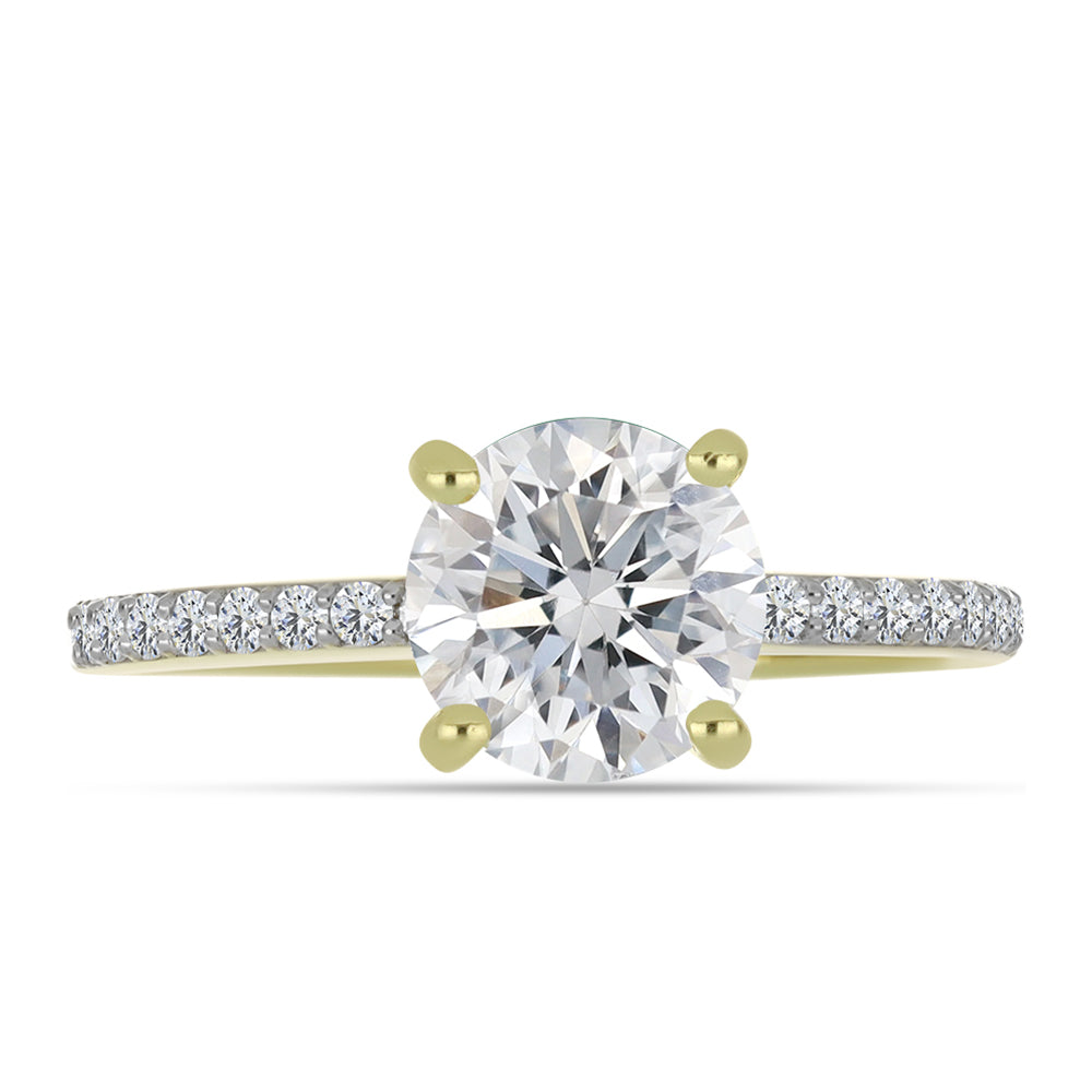 Pozlacený Stříbrný Prsten s Certifikovaný Diamantem pěstovaný v laboratoři a Přírodním Bílým Zirkonem 1 