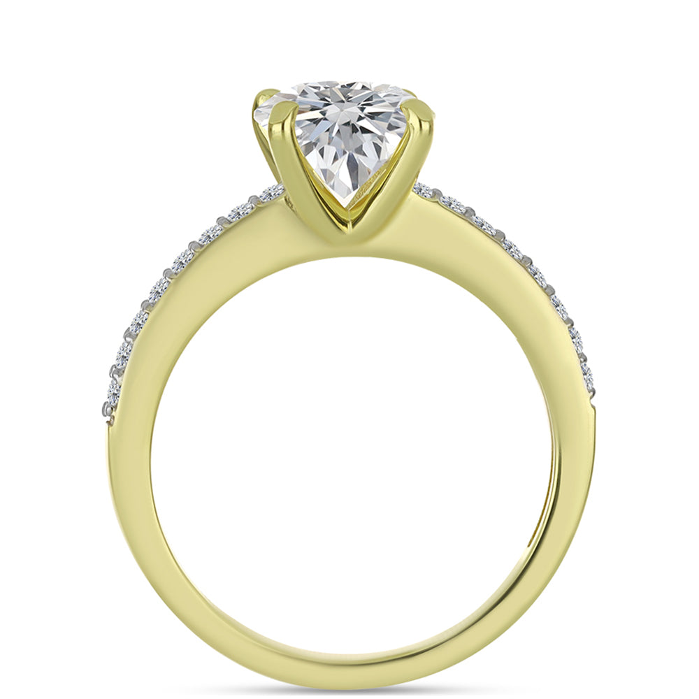 Pozlacený Stříbrný Prsten s Certifikovaný Diamantem pěstovaný v laboratoři a Přírodním Bílým Zirkonem 2 