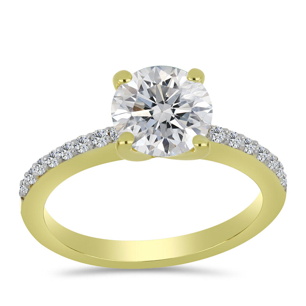 Pozlacený Stříbrný Prsten s Certifikovaný Diamantem pěstovaný v laboratoři a Přírodním Bílým Zirkonem 3 