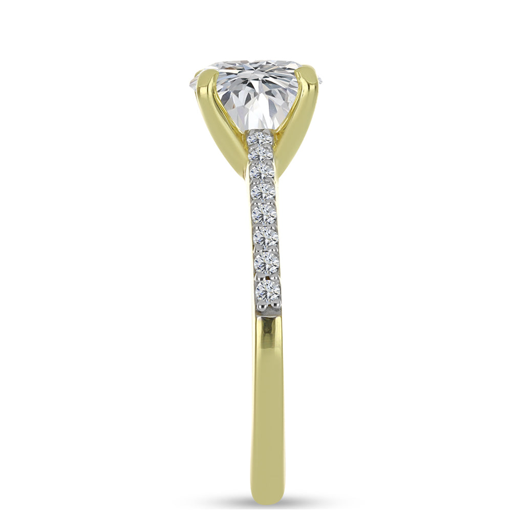 Pozlacený Stříbrný Prsten s Certifikovaný Diamantem pěstovaný v laboratoři a Přírodním Bílým Zirkonem 4 