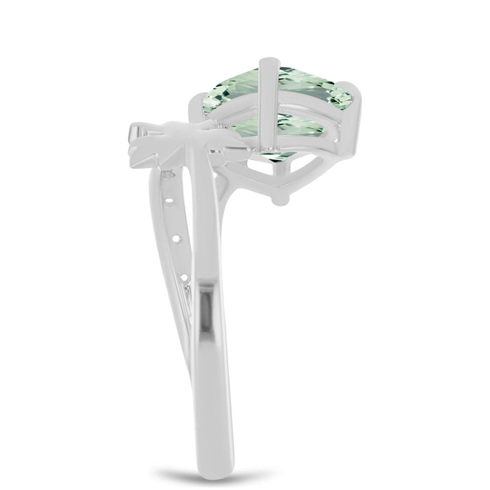 Stříbrný Prsten se Zeleným Ametystem a Bílým Topazem