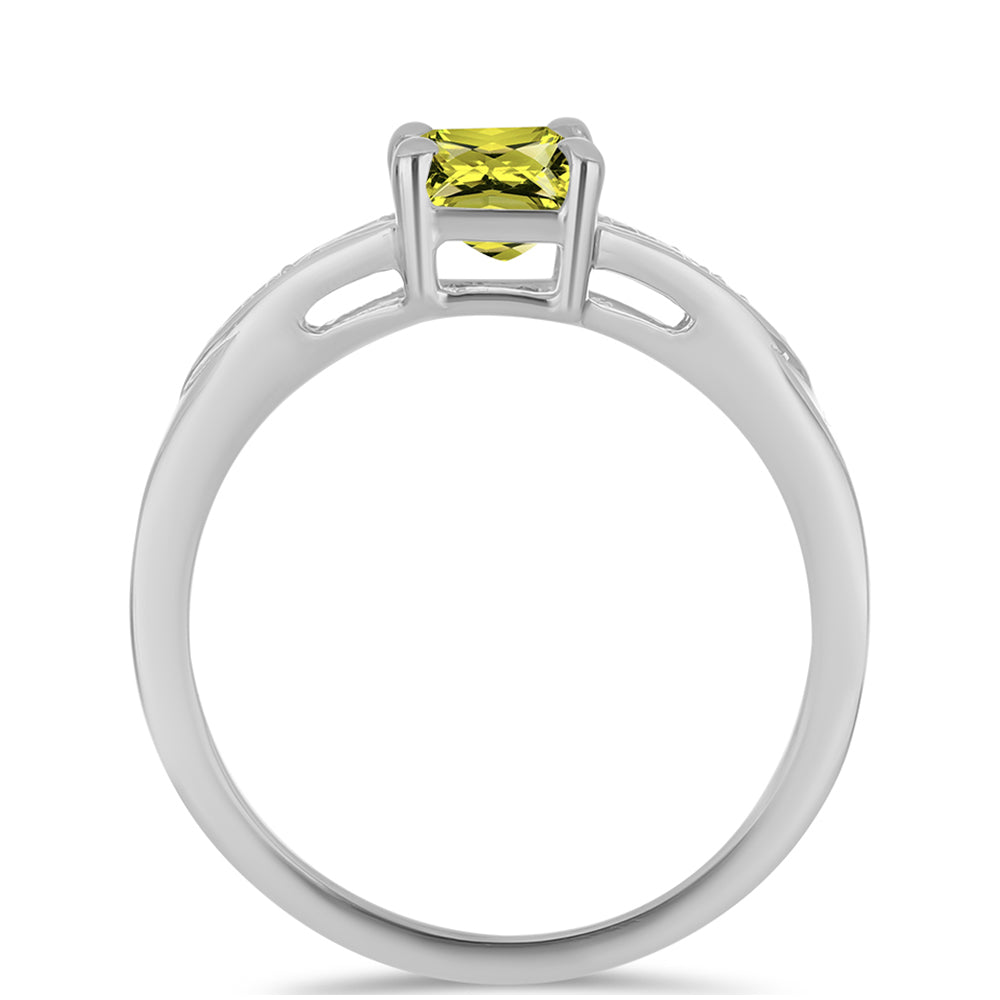 Stříbro 925/1000 - Prsten s Citronovým Topazem a Bílým Topazem - Karátové číslo: 1.07. přibližná hmotnost: 2.85 gramů 2 