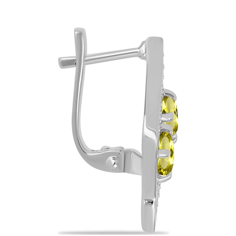 Stříbrné Náušnice s Citronovým Topazem a Bílým Topazem 2 
