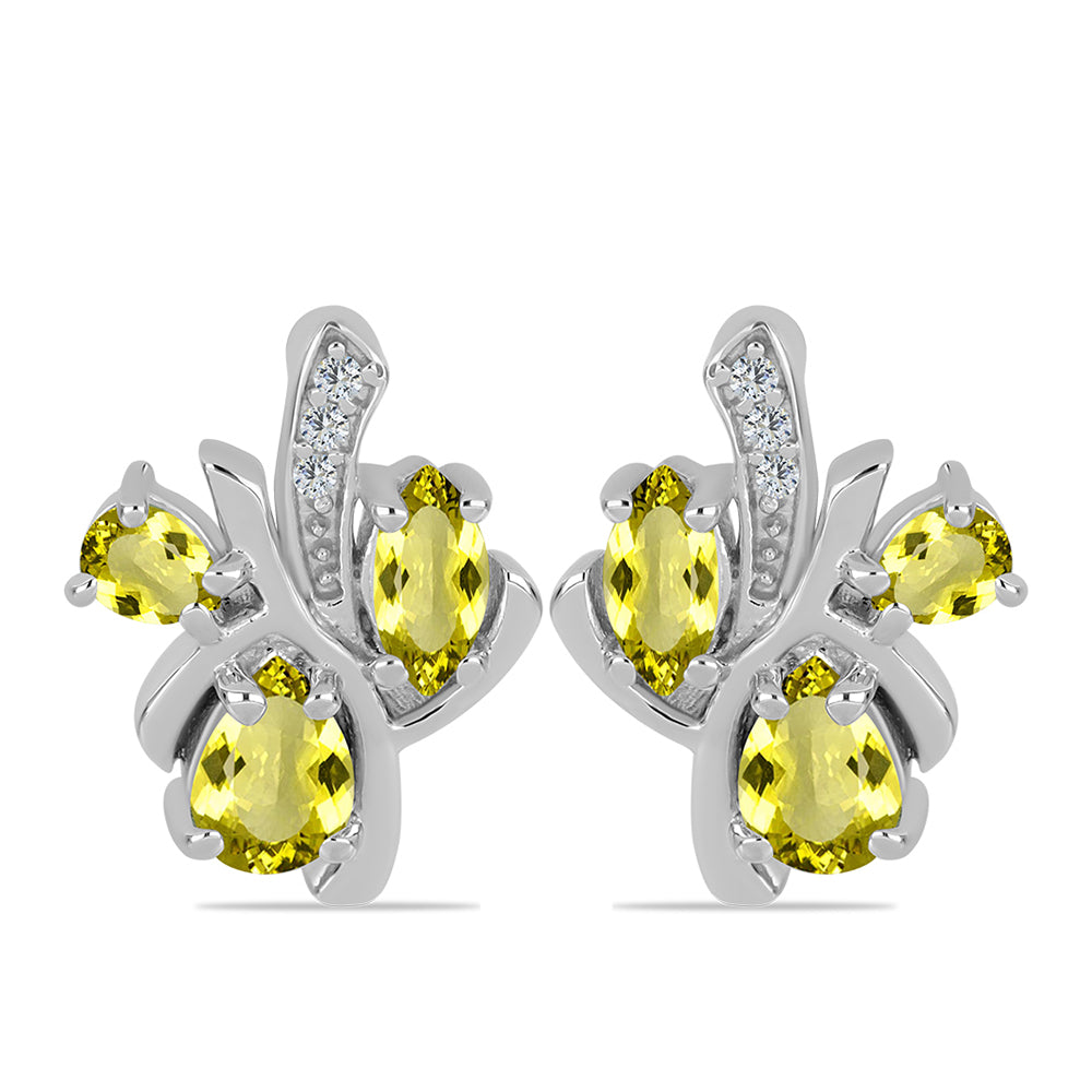 Stříbro 925/1000 - Náušnice s Citronovým Topazem a Bílým Topazem - Karátové číslo: 1.61. přibližná hmotnost: 4.43 gramů 1 