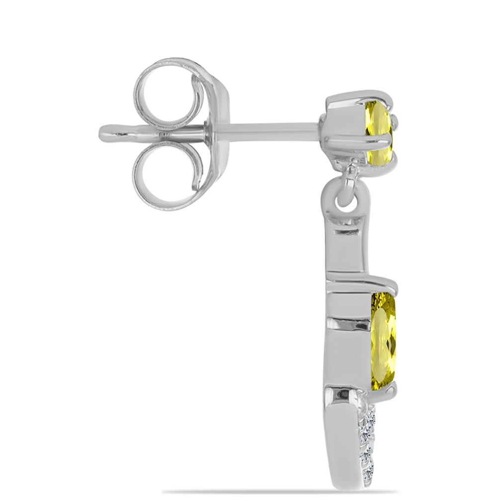 Stříbro 925/1000 - Náušnice s Citronovým Topazem a Bílým Topazem - Karátové číslo: 0.71. přibližná hmotnost: 2.37 gramů 2 