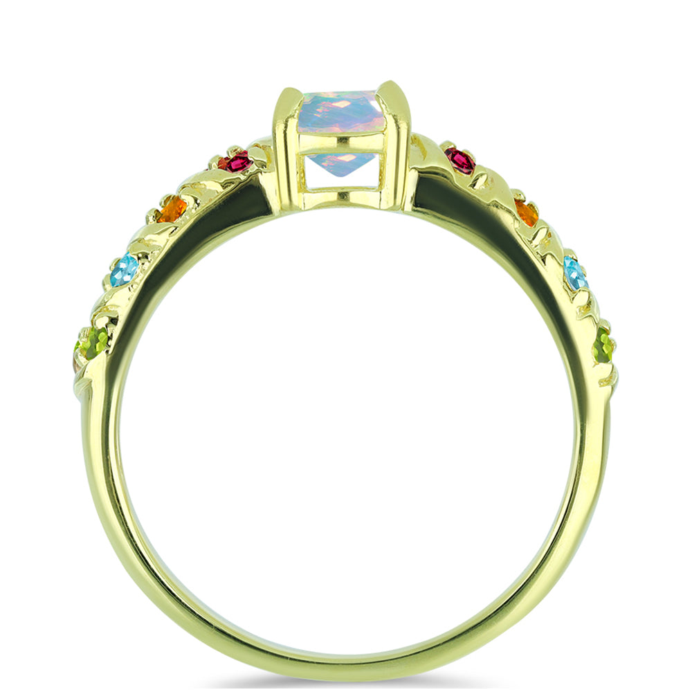 Pozlacené Stříbro 925/1000 - Prsten s Welo opálem a Chakra Turmalínem - Karátové číslo: 1.37. přibližná hmotnost: 3.1 gramů 3 