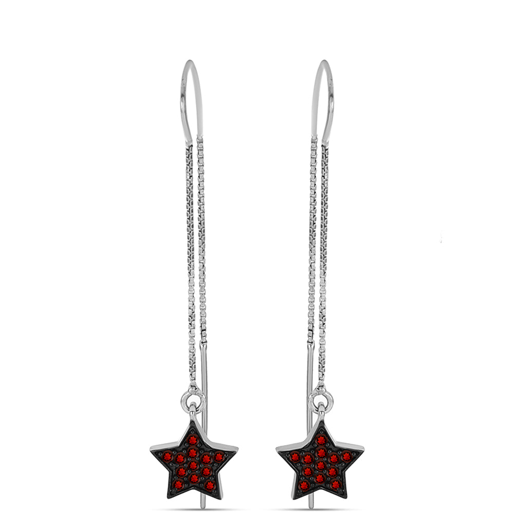 Stříbro 925/1000 - Náušnice s Bartonským Granátem - Karátové číslo: 0.37. přibližná hmotnost: 2.12 gramů