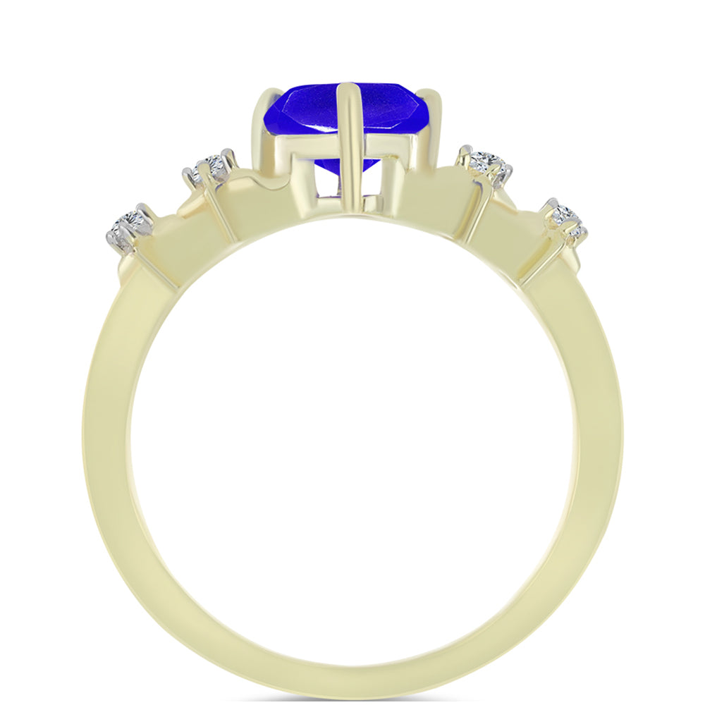 Pozlacené Stříbro 925/1000 - Prsten s Modrým Achátem a Bílým Topazem - Karátové číslo: 0.81. přibližná hmotnost: 2.72 gramů 2 