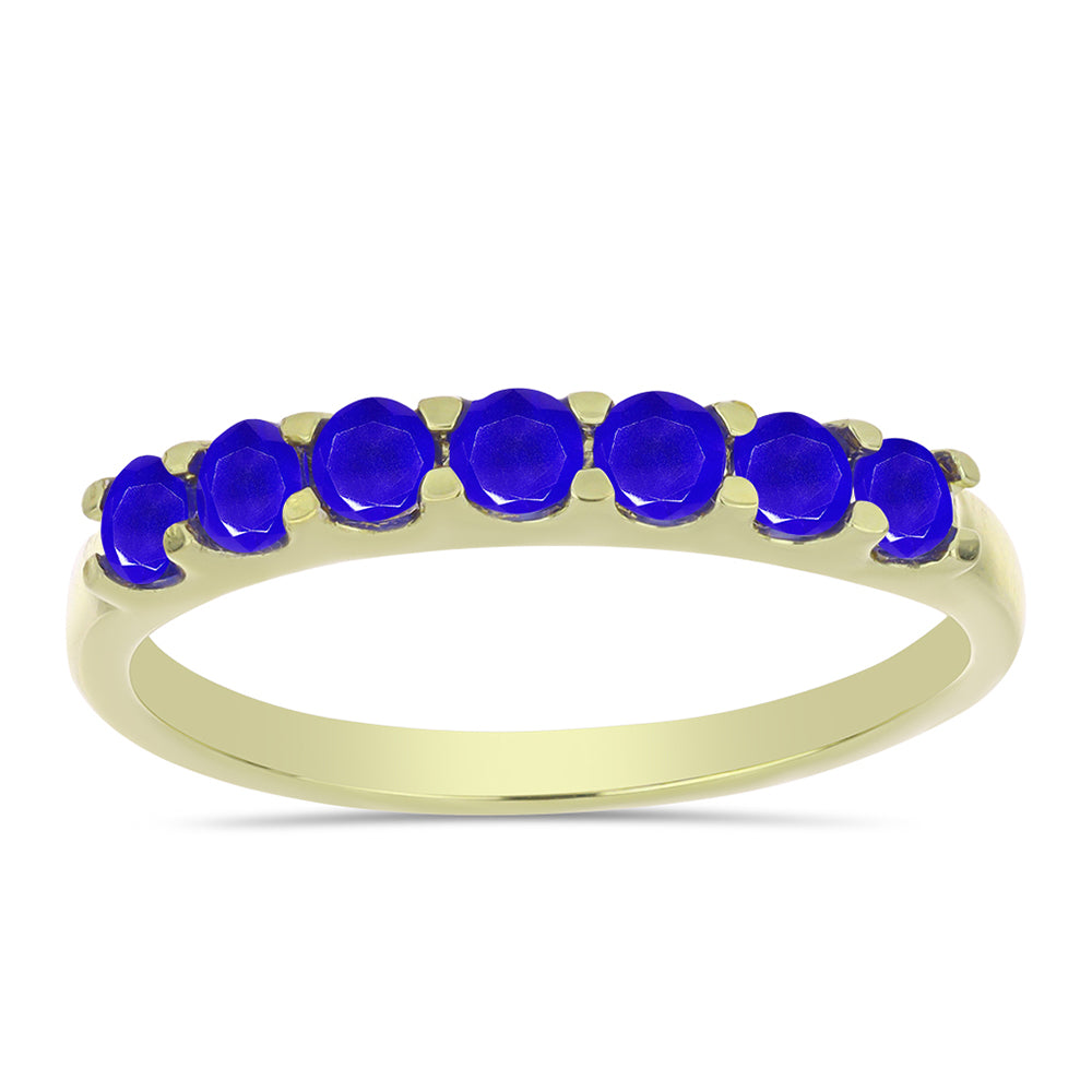 Pozlacené Stříbro 925/1000 - Prsten s Modrým Achátem - Karátové číslo: 0.77. přibližná hmotnost: 2.09 gramů